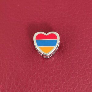 Pandora Armenia Flag Heart Charm Bead S925 Silver with box